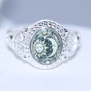 Silver Sun and Moon Ring